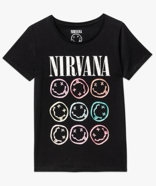 Tee-shirt manches courtes imprimé femme - Nirvana vue4 - BLACK PINK - GEMO