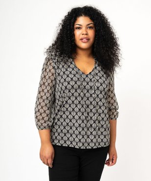 Blouse grande taille à manches longues en voile femme vue2 - GEMO (G TAILLE) - GEMO