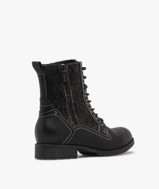 Bottines femme fourrées avec détails brodés à zip et à lacets vue5 - GEMO (CASUAL) - GEMO