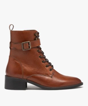 Bottines en cuir à talon large et bout amande femme - Taneo vue1 - TANEO - GEMO