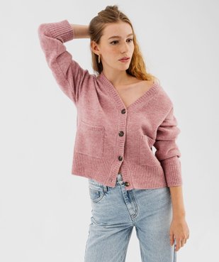 Gilet à col V avec poches femme vue1 - GEMO(FEMME PAP) - GEMO