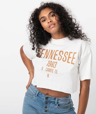 Tee-shirt femme coupe courte avec inscription – Camps United vue2 - CAMPS UNITED - GEMO