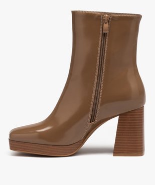 Boots femme vernies à talon et bout carrés vue3 - GEMO(URBAIN) - GEMO