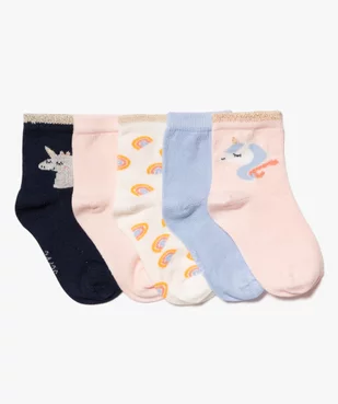 Chaussettes bébé fille à motifs et paillettes sur la tige (lot de 5) vue1 - GEMO 4G BEBE - GEMO