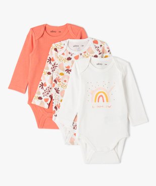 Body bébé à manches longues et motifs (lot de 3) vue1 - GEMO 4G BEBE - GEMO