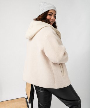 Manteau à capuche en sherpa et toile femme vue3 - GEMO (G TAILLE) - GEMO