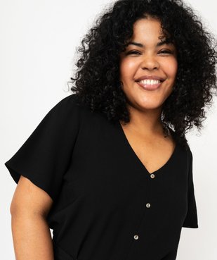 Blouse manches courtes fluide à col V femme grande taille vue2 - GEMO (G TAILLE) - GEMO