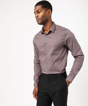 Chemise unie coupe slim en coton stretch homme vue2 - GEMO 4G HOMME - GEMO