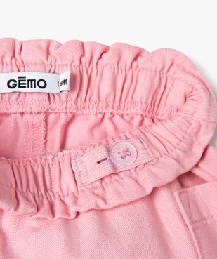 Short en toile avec taille élastique bébé fille vue2 - GEMO 4G BEBE - GEMO