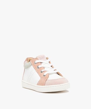 Baskets bébé fille dessus cuir à lacets et zip – NA! vue2 - NA! - GEMO