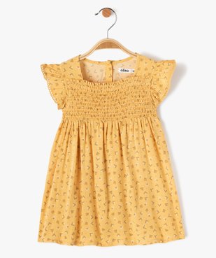 Robe bébé fille imprimée avec smocks et volants vue1 - GEMO(BEBE DEBT) - GEMO