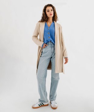 Manteau trench en suédine avec ceinture femme vue4 - GEMO 4G FEMME - GEMO