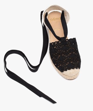 Sandales femme unies à talon compensé avec dessus en macramé vue5 - GEMO(URBAIN) - GEMO