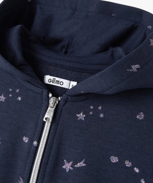 Sweat à capuche zippé à motifs pailletés fille vue2 - GEMO (ENFANT) - GEMO