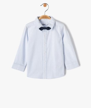 Chemise bébé garçon à manches longues rayée avec nœud papillon vue1 - GEMO(BEBE DEBT) - GEMO