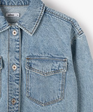 Chemise en jean fille façon veste coupe courte et large vue2 - GEMO (ENFANT) - GEMO