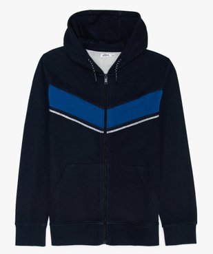 Sweat garçon zippé à capuche en maille piquée vue1 - GEMO (JUNIOR) - GEMO