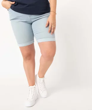 Bermuda en jean femme grande taille à revers vue1 - GEMO 4G GT - GEMO