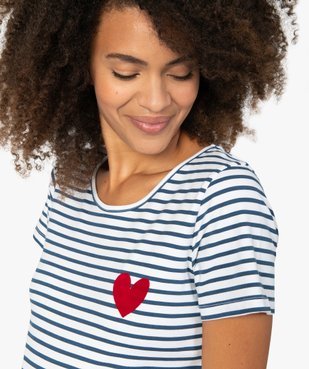 Tee-shirt de grossesse imprimé à manches courtes avec appliqué cœur en velours vue3 - GEMO 4G MATERN - GEMO