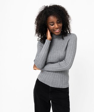 Pull en maille côtelée à col montant femme vue5 - GEMO 4G FEMME - GEMO