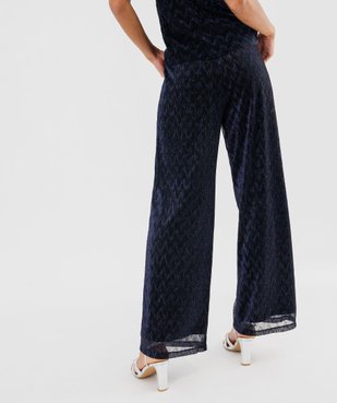 Pantalon large et fluide en maille plissée et pailletée femme vue3 - GEMO(FEMME PAP) - GEMO