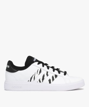 Baskets à lacets Grand Court avec bandes zébrées femme - Adidas vue1 - ADIDAS - GEMO