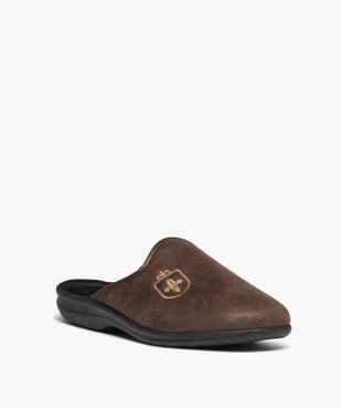 Chaussons homme mules dessus cuir imitation avec fleur de lys vue2 - G'FLEX - GEMO