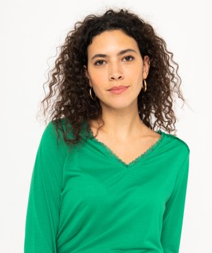 Tee-shirt à manches longues avec détails dentelle femme vue2 - GEMO 4G FEMME - GEMO