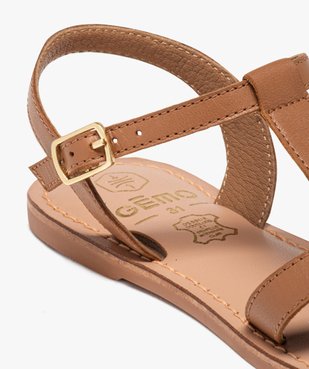 Sandales fille en cuir uni à brides croisées et bride cheville vue6 - GEMO (ENFANT) - GEMO