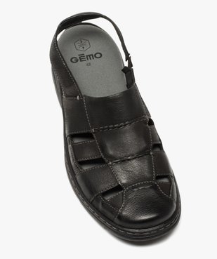 Sandales homme confort dessus cuir uni à bride élastiquée vue5 - GEMO (CONFORT) - GEMO