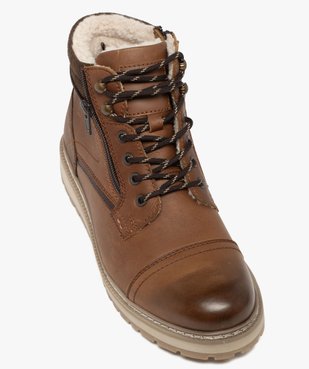 Boots homme fourrées sherpa avec dessus en cuir bout droit vue5 - URBAN STEPS - GEMO