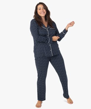 Pyjama femme grande taille deux pièces : chemise et pantalon vue1 - GEMO 4G FEMME - GEMO