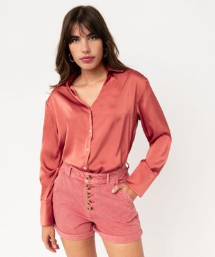 Chemise unie en matière satinée femme vue1 - GEMO(FEMME PAP) - GEMO