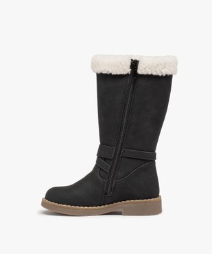 Bottes fille unies à bordures en sherpa vue3 - GEMO (ENFANT) - GEMO