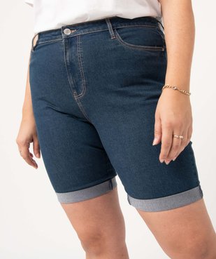 Bermuda en jean femme grande taille à revers vue2 - GEMO 4G GT - GEMO