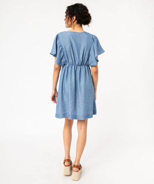 Robe à manches courtes et col V en Lyocell femme vue3 - GEMO 4G FEMME - GEMO