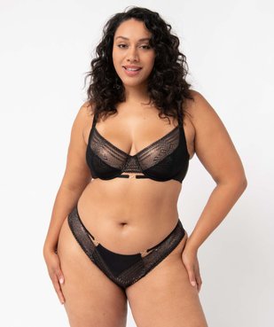 Shorty femme grande taille en dentelle pailletée et microfibre vue3 - GEMO(HOMWR FEM) - GEMO