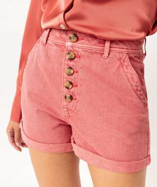 Short en twill ample taille haute à boutons femme vue2 - GEMO 4G FEMME - GEMO