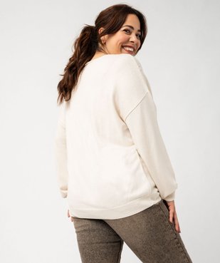 Pull en fine maille à encolure ajourée fantaisie femme grande taille vue3 - GEMO (G TAILLE) - GEMO