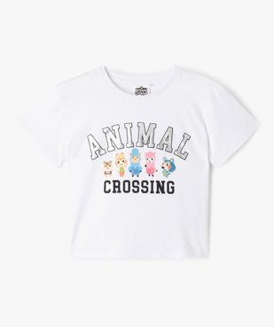 Tee-shirt fille large et court imprimé argenté - Animal Crossing vue2 - ANIMAL CROSSING - GEMO