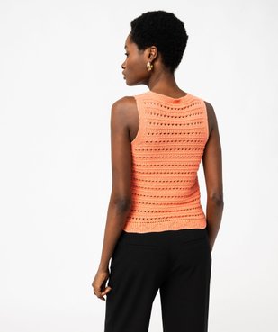 Pull sans manches en maille ajourée femme vue3 - GEMO 4G FEMME - GEMO