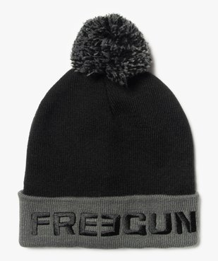 Bonnet garçon en maille à pompon et revers - Freegun vue1 - FREEGUN - GEMO