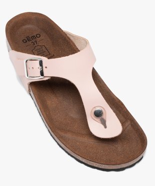 Mules femme à talon plat et bride entre-doigts en cuir vue5 - GEMO (CASUAL) - GEMO