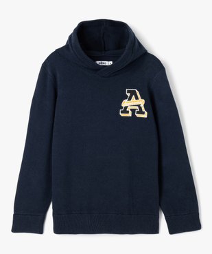 Pull en coton à capuche avec broderie poitrine garçon vue1 - GEMO (ENFANT) - GEMO