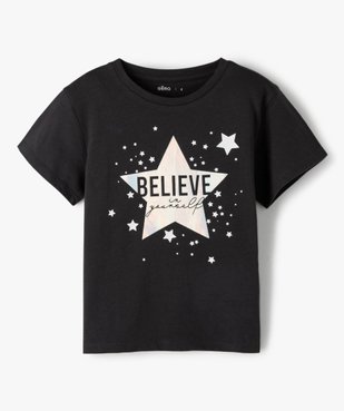 Tee-shirt fille avec motifs pailleté sur l’avant vue1 - GEMO (ENFANT) - GEMO