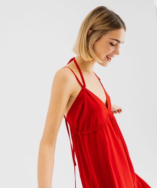 Robe de soirée en satin avec bretelles à nouer femme vue2 - GEMO(FEMME PAP) - GEMO