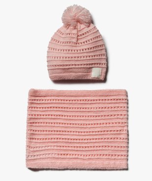 Ensemble fille 2 pièces : bonnet et snood ajourés vue1 - GEMO (ENFANT) - GEMO