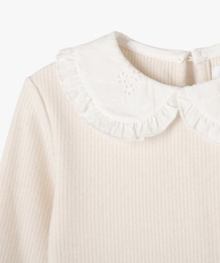 Pull en maille côtelée avec col Claudine brodé fille vue2 - GEMO (ENFANT) - GEMO