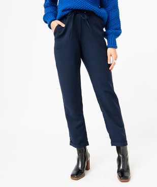 Pantalon en toile coupe ample avec taille élastique femme vue1 - GEMO(FEMME PAP) - GEMO