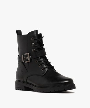 Boots femme à semelle crantée avec zip et bout amande vue3 - GEMO 4G FEMME - GEMO